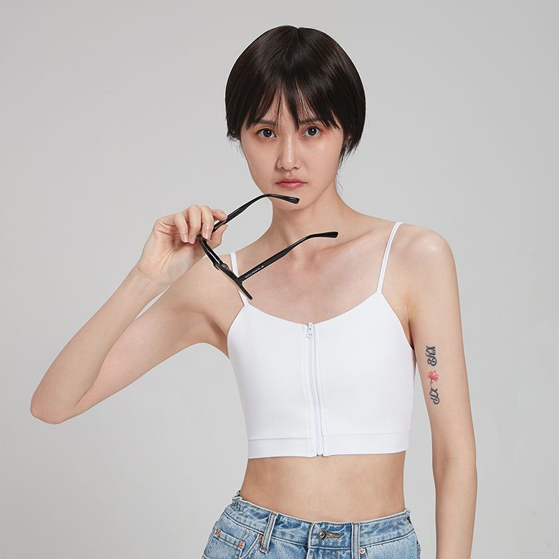 雅鹿束胸内衣女学生超平帅t裹胸les大胸显小绷带塑胸运动内衣吊带背心 白【前拉款】一秒平胸 M 【适合胸围80-85cm】