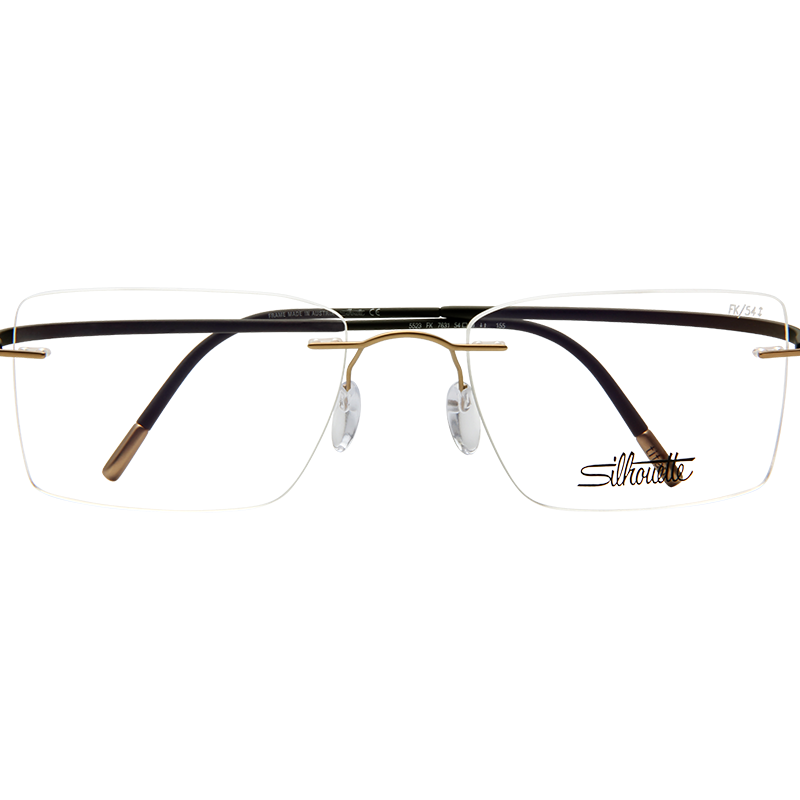 SILHOUETTE 诗乐光学眼镜架眼镜框男女款金色镜框黑色镜腿 5523 FK 7631 54MM 