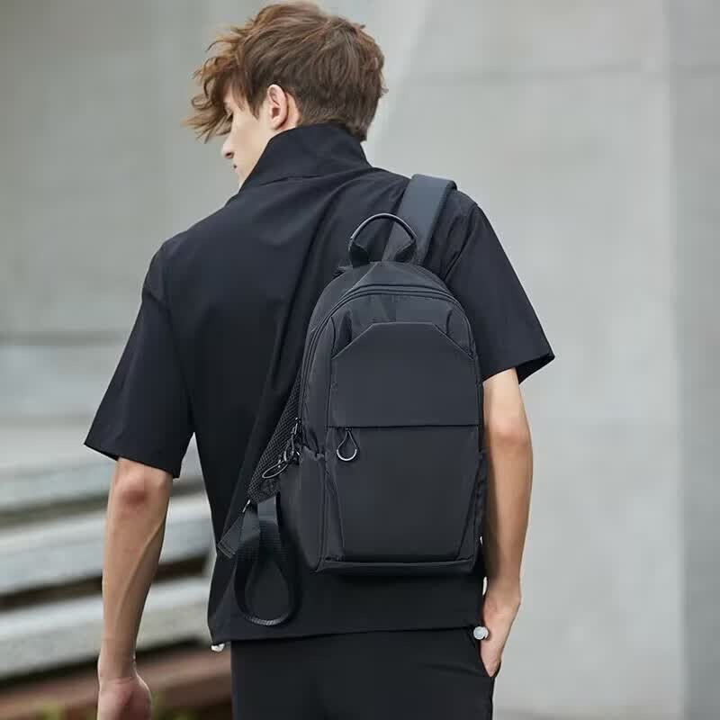 潘酷新款迷你小型双肩包男潮牌轻便学生书包户外运动旅行小背包男包女 黑色