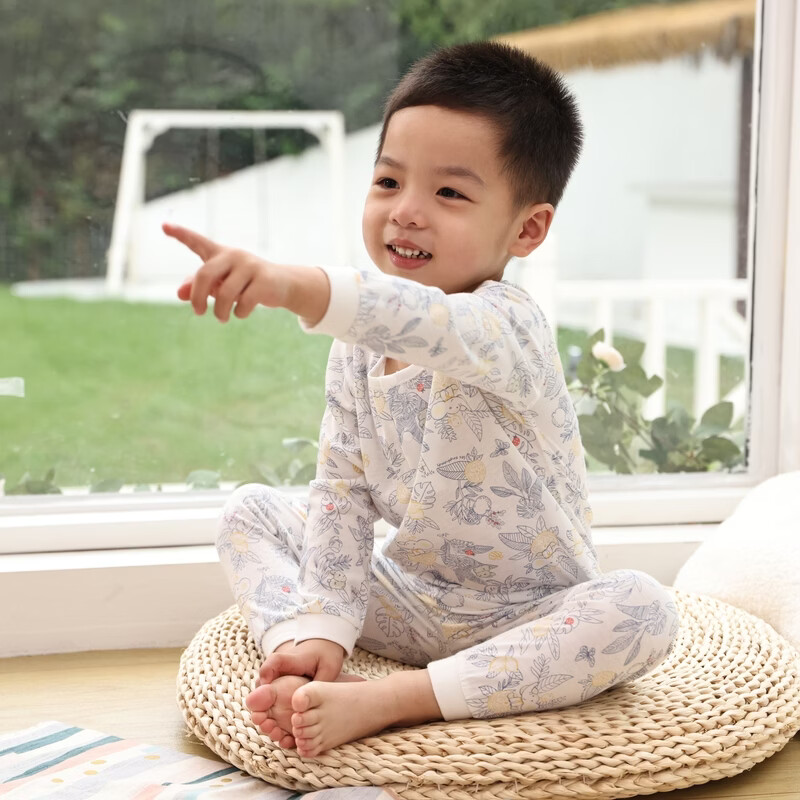 丽婴房(Les enphants)【天丝】儿童睡衣薄款天丝莱赛尔儿童长袖家居服套装夏空调服套装 【兰精天丝】从林乐园 130 cm【建议6-8岁】