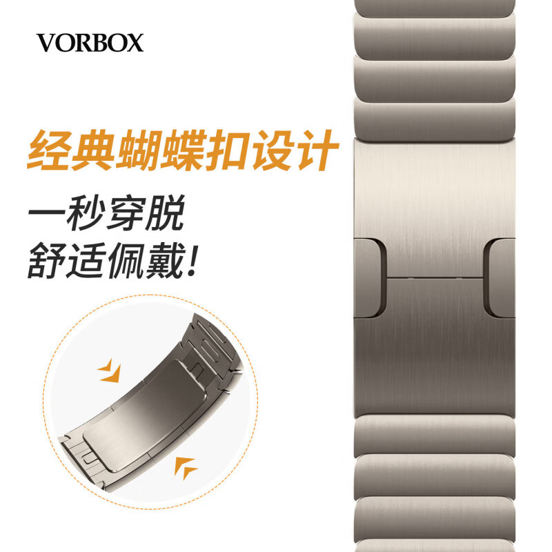 VORBOX【新品】适用苹果手表iwatchs11表带applewatch ultra3/2原版新款不锈钢46毫米链式金属SE3 S10/9/ 钛色_Ultra3_2钛色表盘 49mm适用新款Ultra3_2_1iWatch