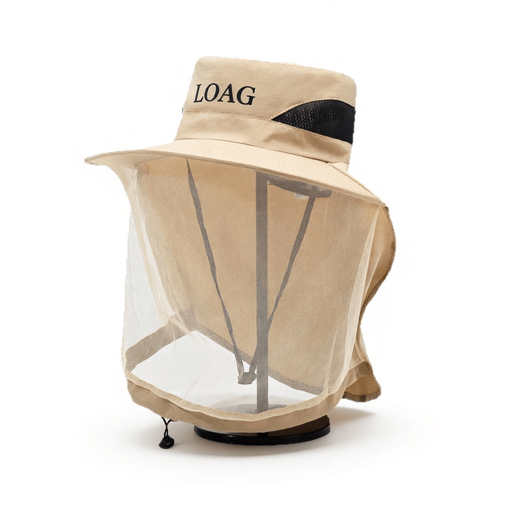 荒野七侠户外登山野钓防蚊帽子男士钓鱼帽披肩防晒遮阳帽防紫外子女 一体登山帽-黑色