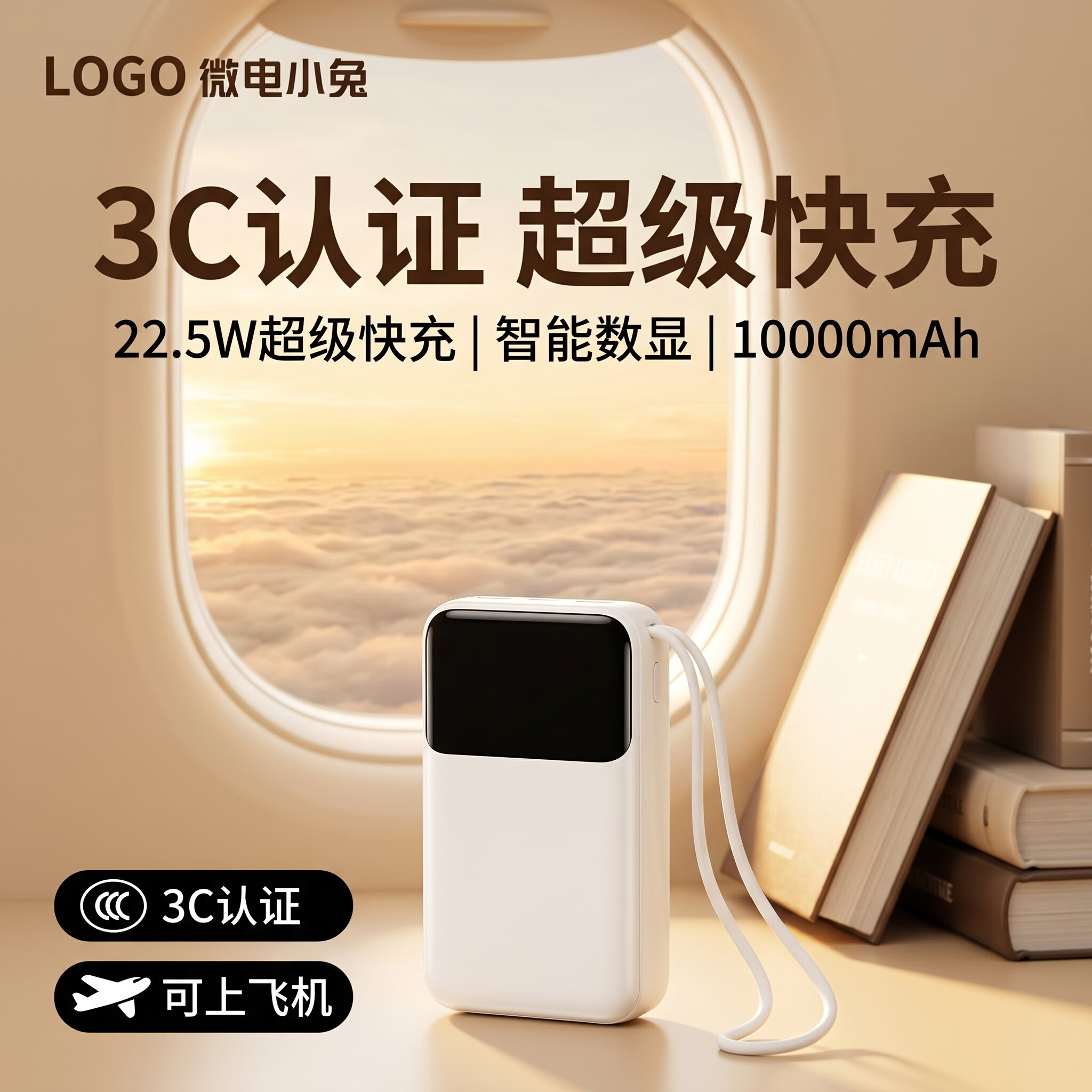 微电小兔3C认证充电宝无线磁吸充可上飞机1万毫安超轻薄22.5w 黑色 10000毫安22.5W