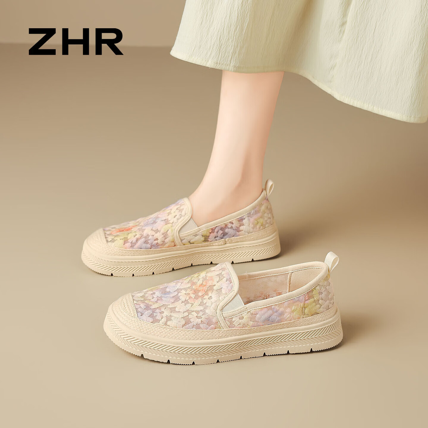 ZHR则则渔夫鞋女夏新款网面编织透气休闲鞋一脚蹬单鞋女鞋 W155浅紫色37