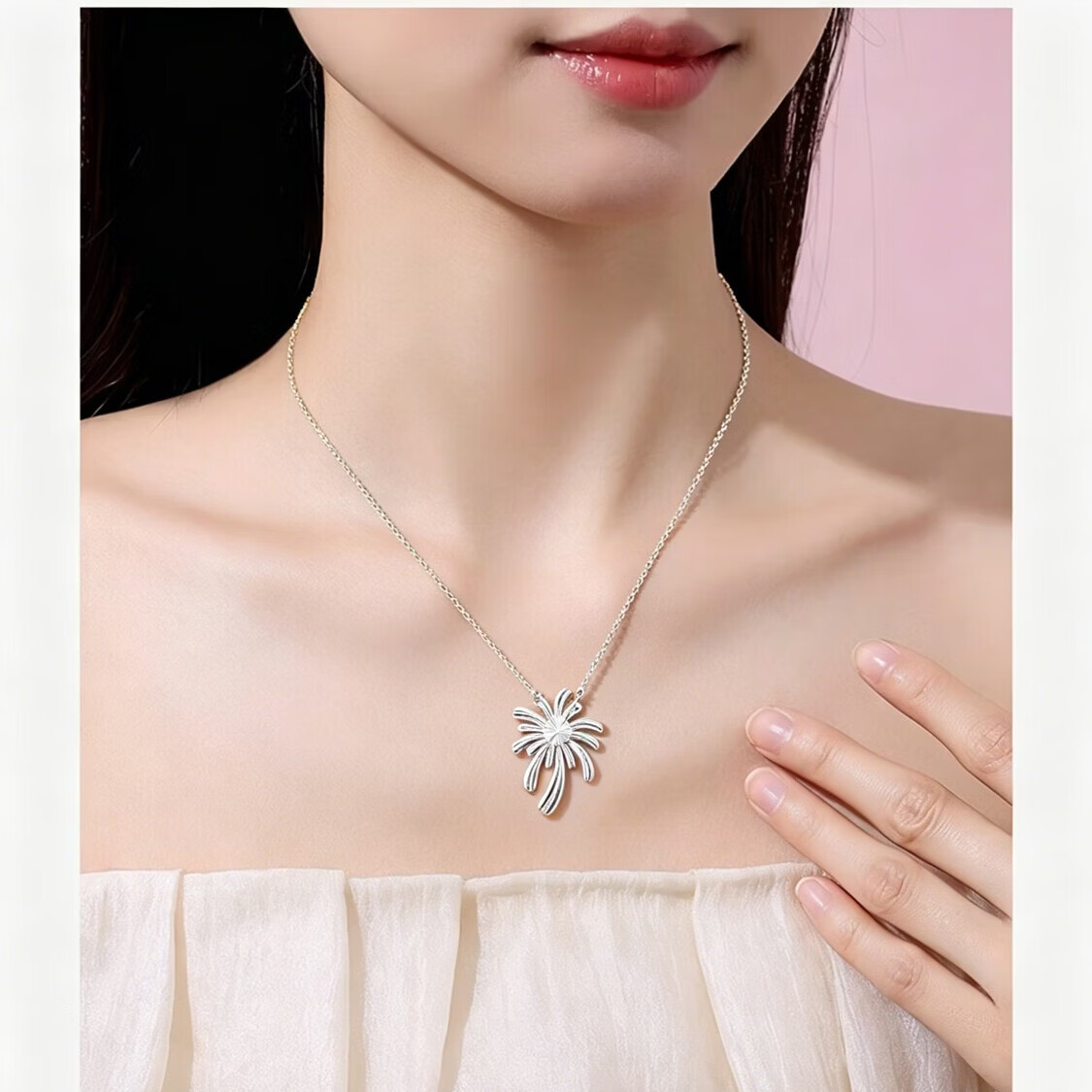 浮笙梦足银999烟花项链女款轻奢高级锁骨链新款纯银吊坠生日礼物送女友 足银烟花项链【鉴定证书+礼盒】 克重约3.5g