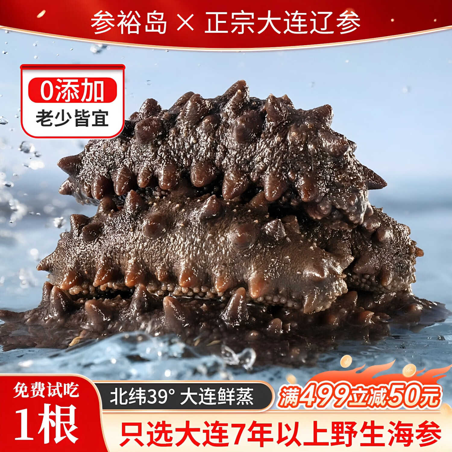 参裕岛7星级 大连即食海参鲜活鲜食海参野生辽参海生刺参孕妇 独立包装 2斤即食海参 20-24头最多人购买