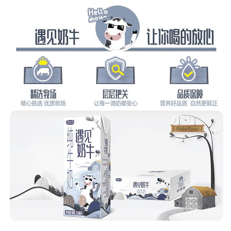 君乐宝遇见奶牛200ml*24盒装纯牛奶学生营养早餐奶 200ml*24盒