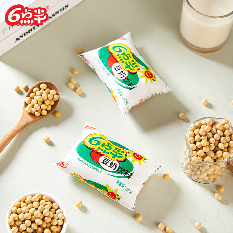 6点半豆奶150ml*30装整箱经典植物蛋白饮料学生早餐奶六点半豆饮童年 六点半原味150mL*30袋（配吸管）