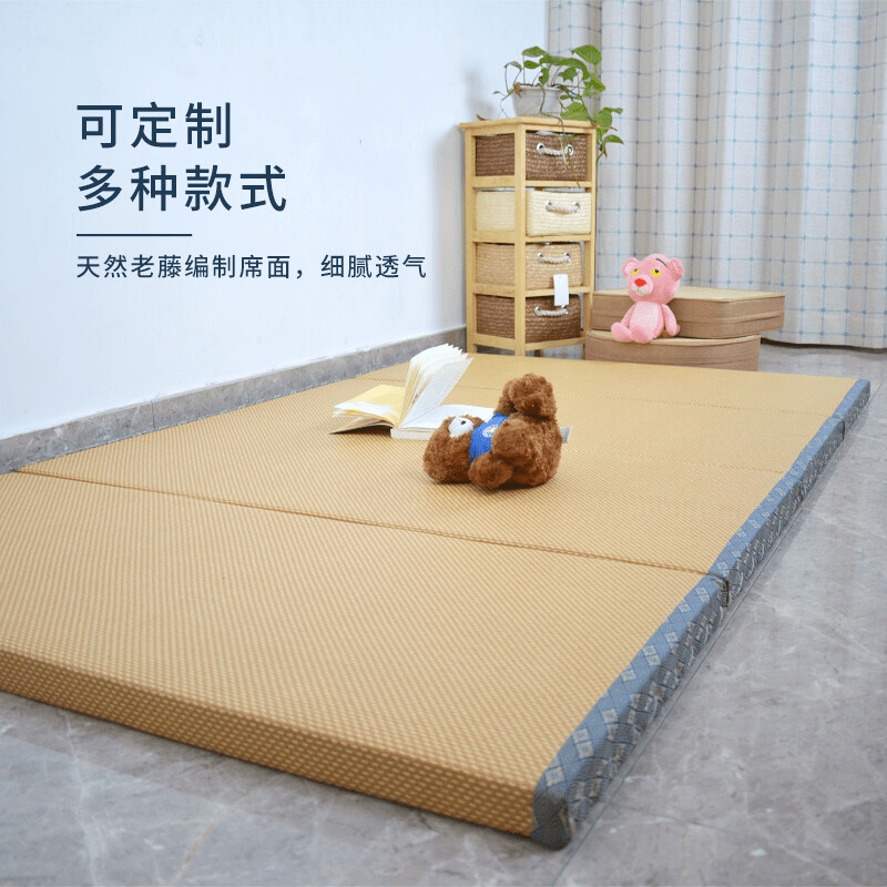 沃之沃（VOZVO）日式榻榻米床墊臥室椰棕芯折疊踏踏米墊陽臺飄窗墊打地鋪 100*200厚5cm椰棕芯 邊帶隨機