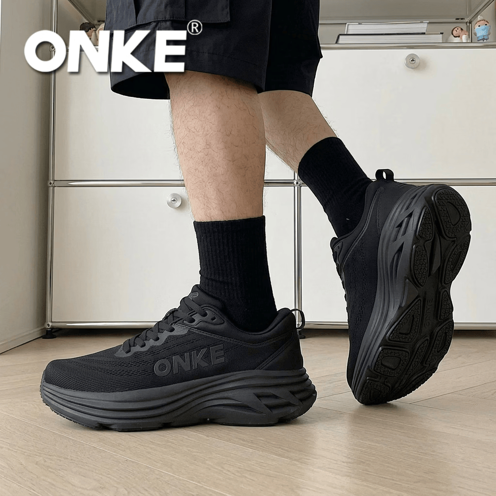 ONKE德国欧克夏季新款运动跑步鞋男女百搭防滑耐磨日常通勤休闲鞋 黑武士 44