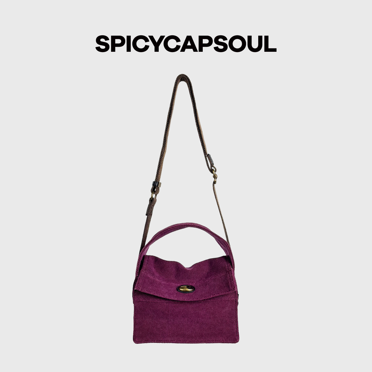 SPICYCAPSOUL【脏盒儿】池金物小众24安帆布磨洗工艺做旧手提斜挎盒子包 【脏盒儿】甘蓝紫 京东折扣/优惠券