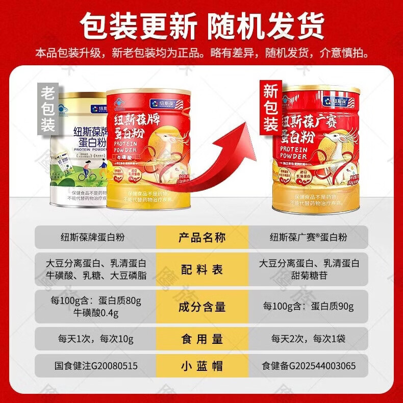 纽斯葆蛋白粉增强爸妈长辈免疫力动植物双蛋白 300g*1罐