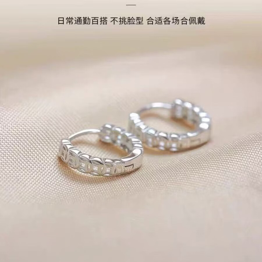 【轻奢品质】耳钉女纯银针耳扣小众设计感耳圈铜钱耳饰个性耳环q 【钱多多耳扣】