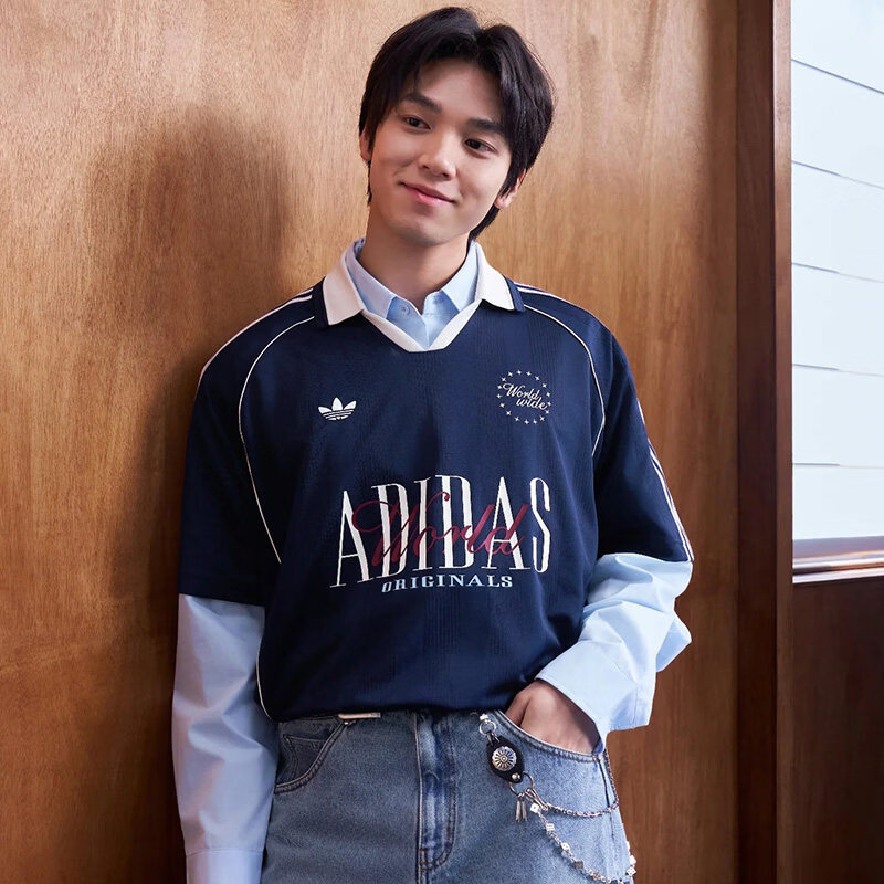 阿迪达斯（adidas）三叶草男装女装 26春夏季新款运动休闲舒适透气五分短袖T恤POLO衫 深靛蓝 L