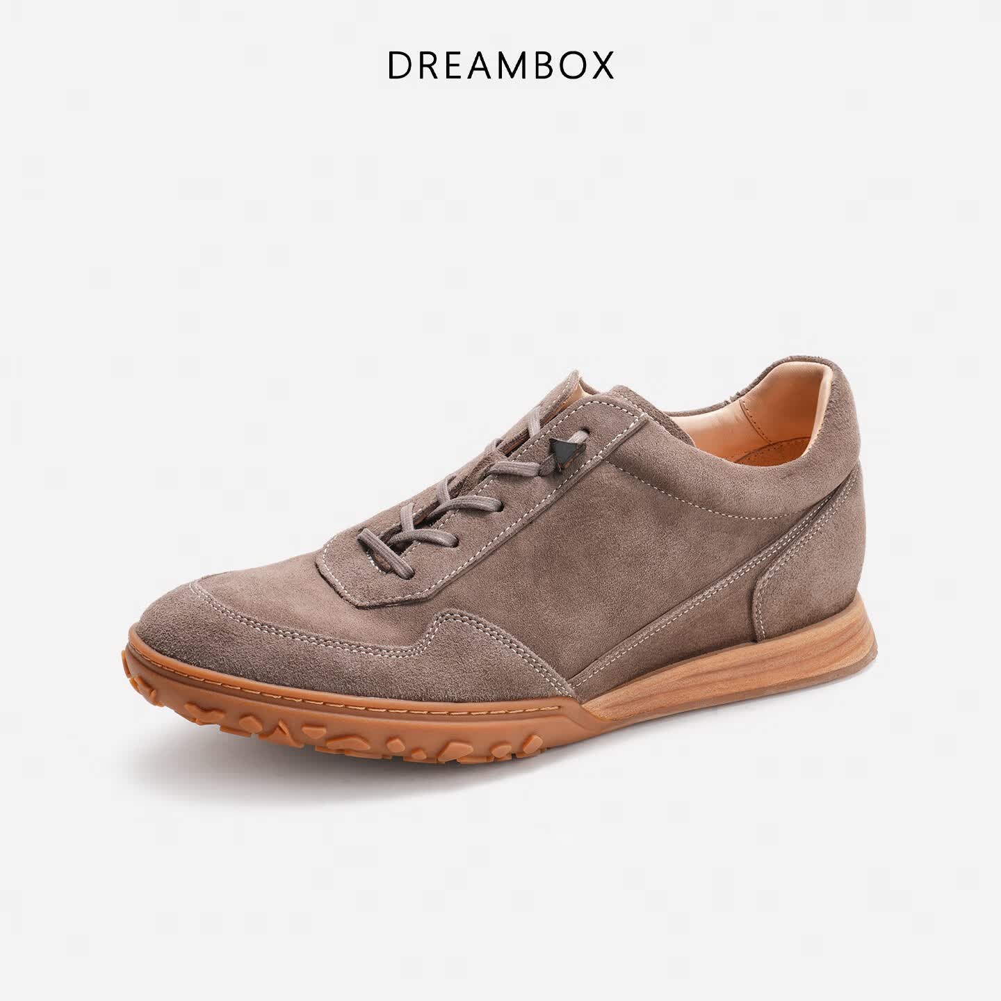 DREAMBOX钧博石洗马皮舒适透气德训鞋夏季新款时尚百搭运动休闲鞋 橡木灰 45 男码