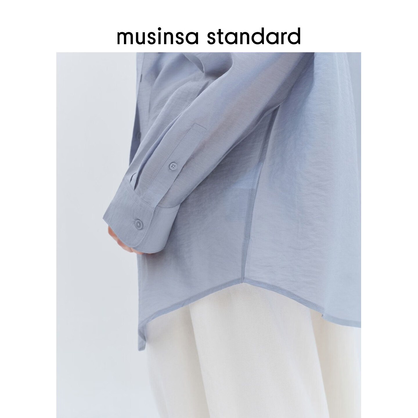 MUSINSA STANDARD【宇宙甜豆】韩国26夏季新品仿亚麻女士长袖衬衫 蓝灰色(BY) XS