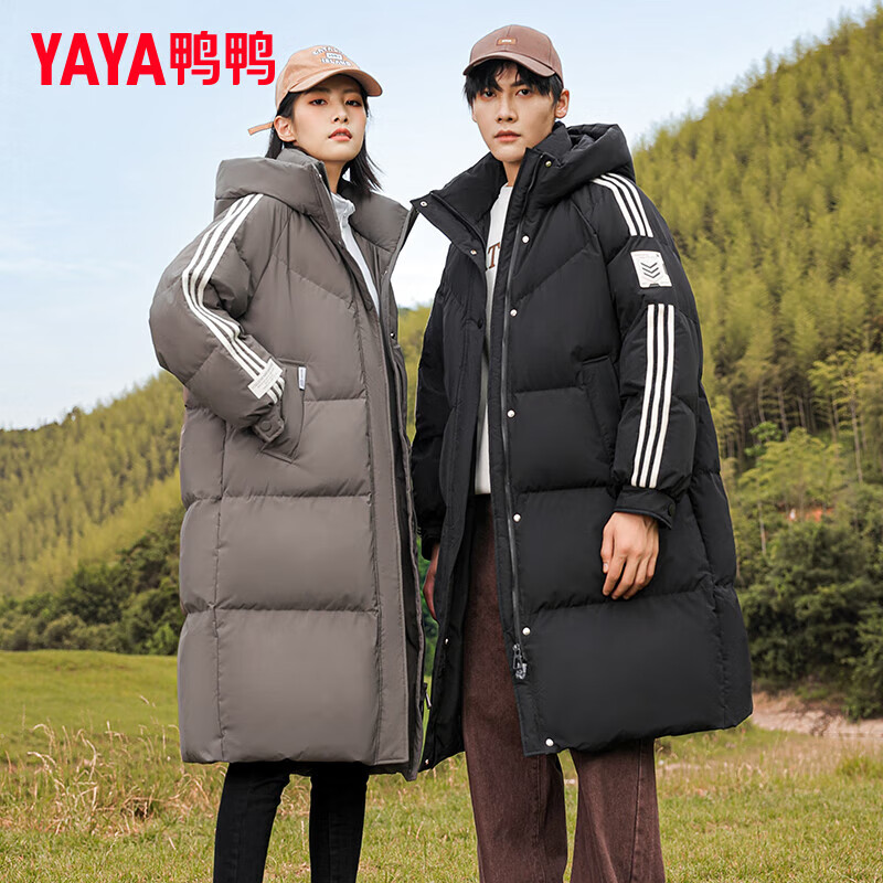鸭鸭（YAYA）羽绒服男中长款2024年冬季新款时尚城市轻户外加厚保暖情侣外套XB 黑色 L