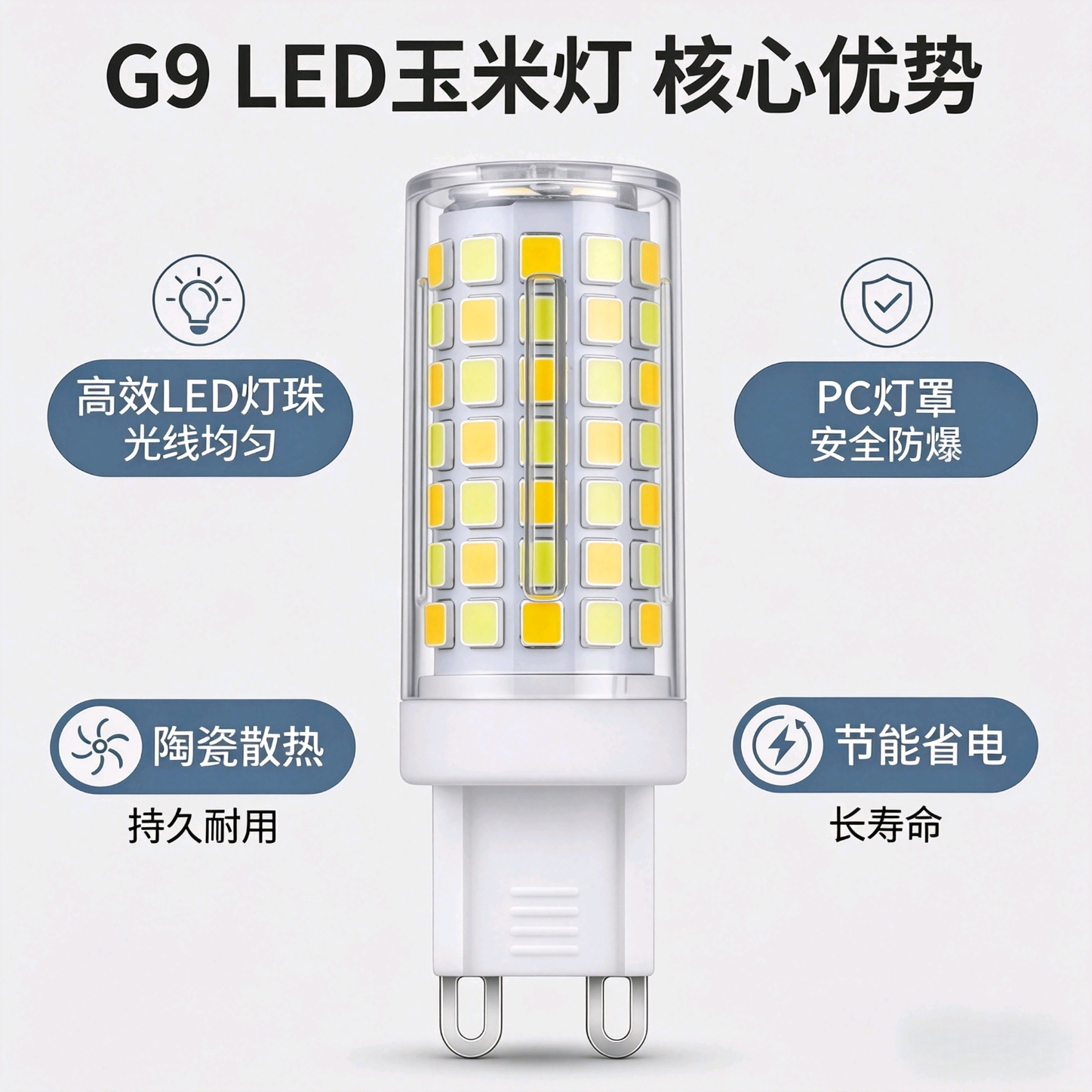 欧普照明欧普护眼g9灯珠led无频闪扁脚插口魔豆吊灯水晶吊灯三色变光灯珠 【三色变光】高亮+护眼 16w【10支装】G9