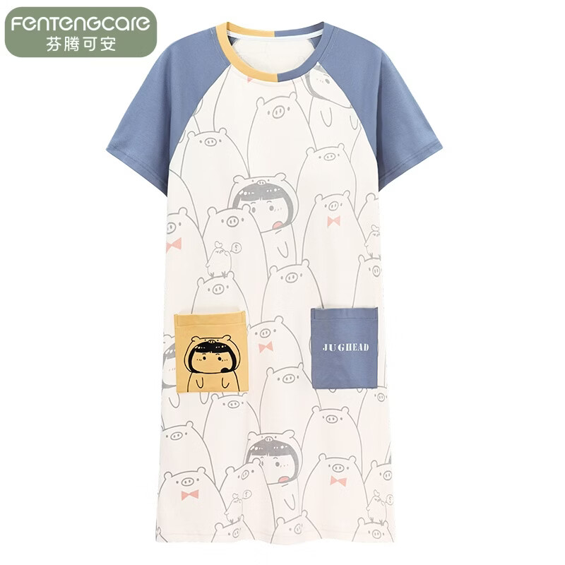 芬腾可安（FENTENGCARE）【N】夏季女睡裙带胸垫棉质短袖无钢圈内衣罩杯孕妇 2917【含量30棉】夏季款 M【含量30棉】