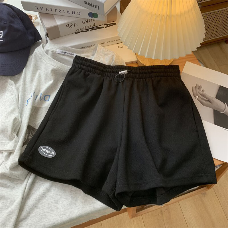 运动短裤女夏季宽松外穿家居休闲裤跑步跳舞瑜伽热裤夏ins潮 黑色 S（建议80-95斤