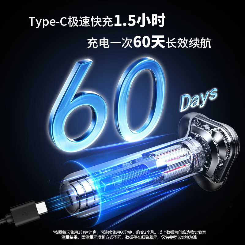 创维光剑S7剃须刀电动剃须刀三刀头无感超长续航智能旋转式刮胡刀全身水洗动力强劲深层男士胡须修剪器 【钛金灰】深层剃净·不伤肌肤【赠鼻毛修剪器】