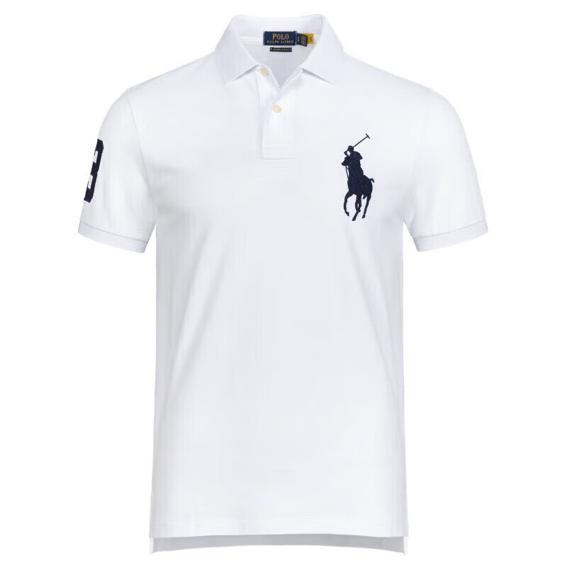 RALPH LAUREN 拉夫劳伦夏季短袖polo衫高端男装休闲纯棉小马标男士T恤衫夏季上衣礼盒装 宝蓝-红 M 备注身高体重,按身高体重定制发货