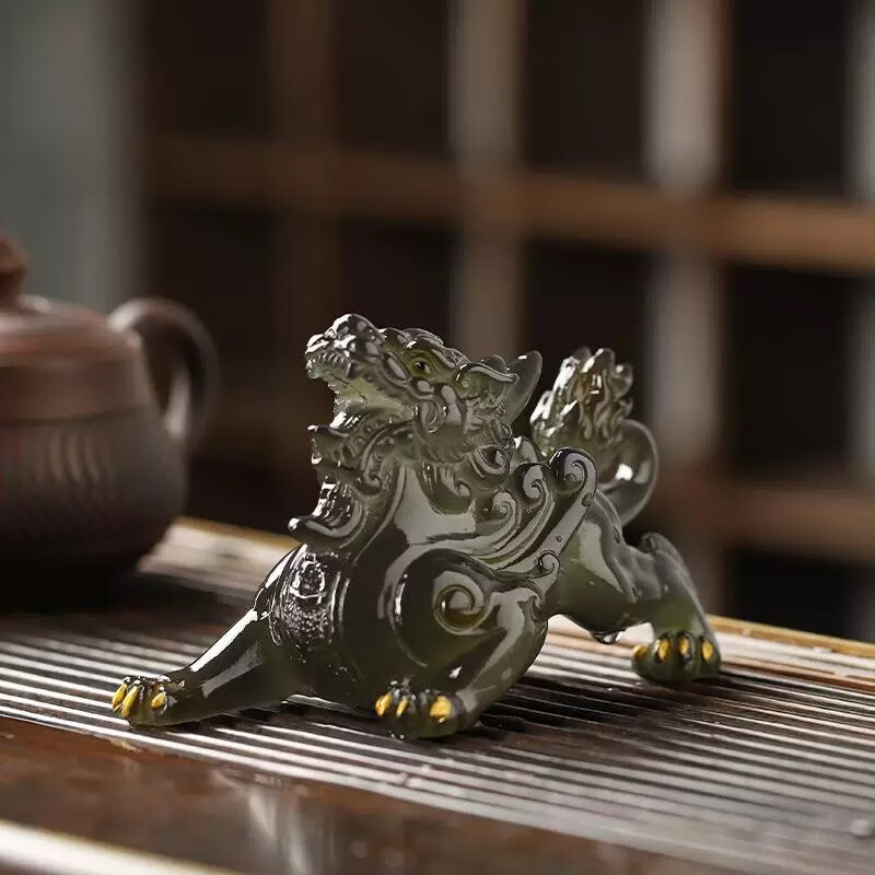 系颜家用可养招财貔貅金蟾变色茶宠摆件茶桌茶道配件创意礼品 闪光貔貅