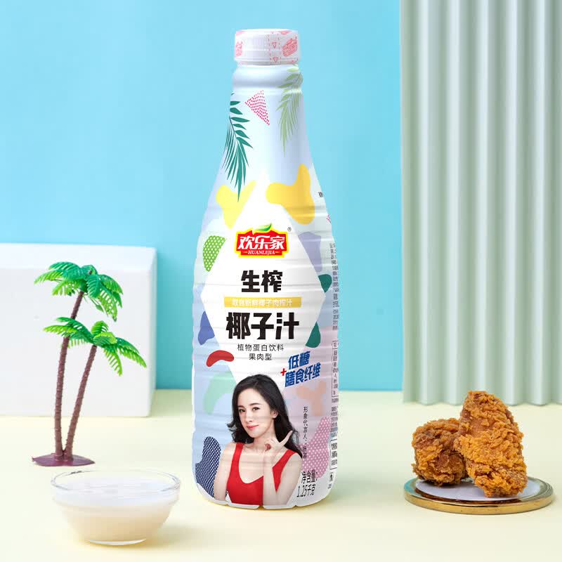 欢乐家 椰子汁1.25kg/500g瓶 椰汁果肉型植物蛋白饮料 聚餐宴会饮品整箱 【大瓶】椰子汁1.25kg*2瓶