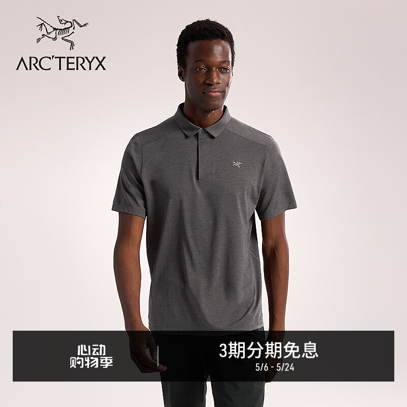 ARC'TERYX始祖鸟 CORMAC POLO SS 轻量 男子 短袖POLO衫 BLACK HEATHER/黑灰色 M