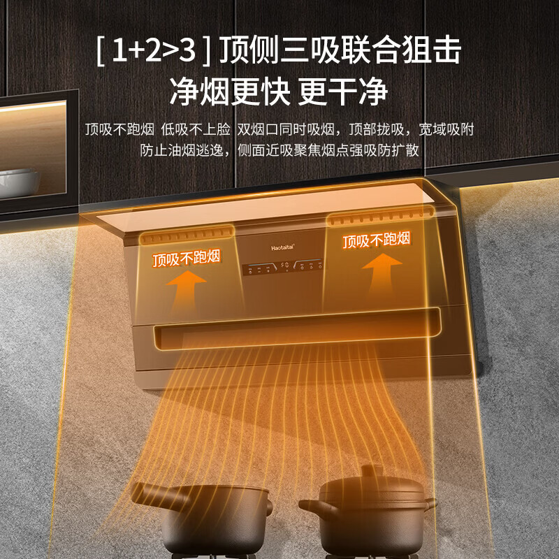 Haotaitai油烟机家用变频抽油烟机厨房吸油烟机大吸力烟机灶套装 JQ2烟机【30m立方风量+1300Pa超大静压】