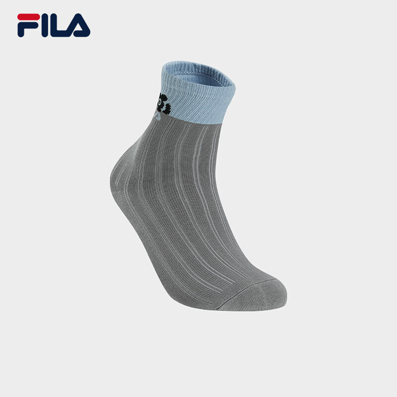 FILA 斐乐官方女袜新款中腰袜舒适撞色运动袜小猫袜子抗菌中筒袜 冰境-BU