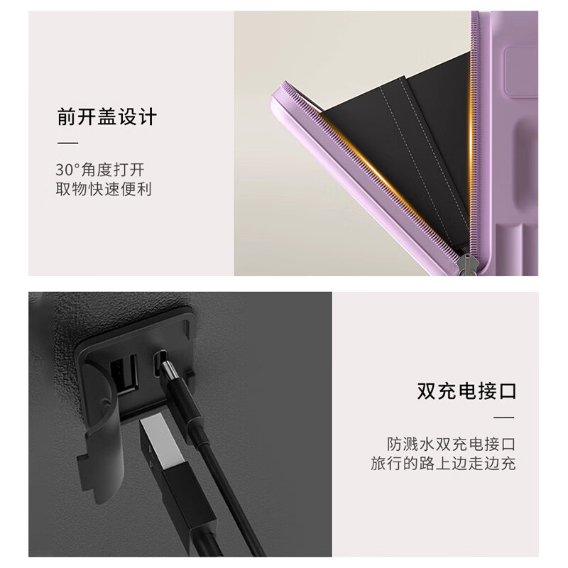 Walker Shop品牌2026新款拉杆箱前置开口高颜值行李箱多功能可登机密码旅行箱 紫色 20英寸 【可登机 | 顺丰快递】