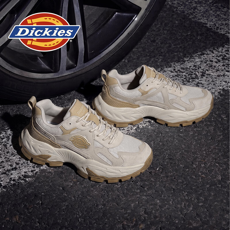 Dickies品牌男鞋2026夏季新款户外徒步减震运动鞋百搭老爹鞋透气休闲鞋男 沙色 45 京东折扣/优惠券