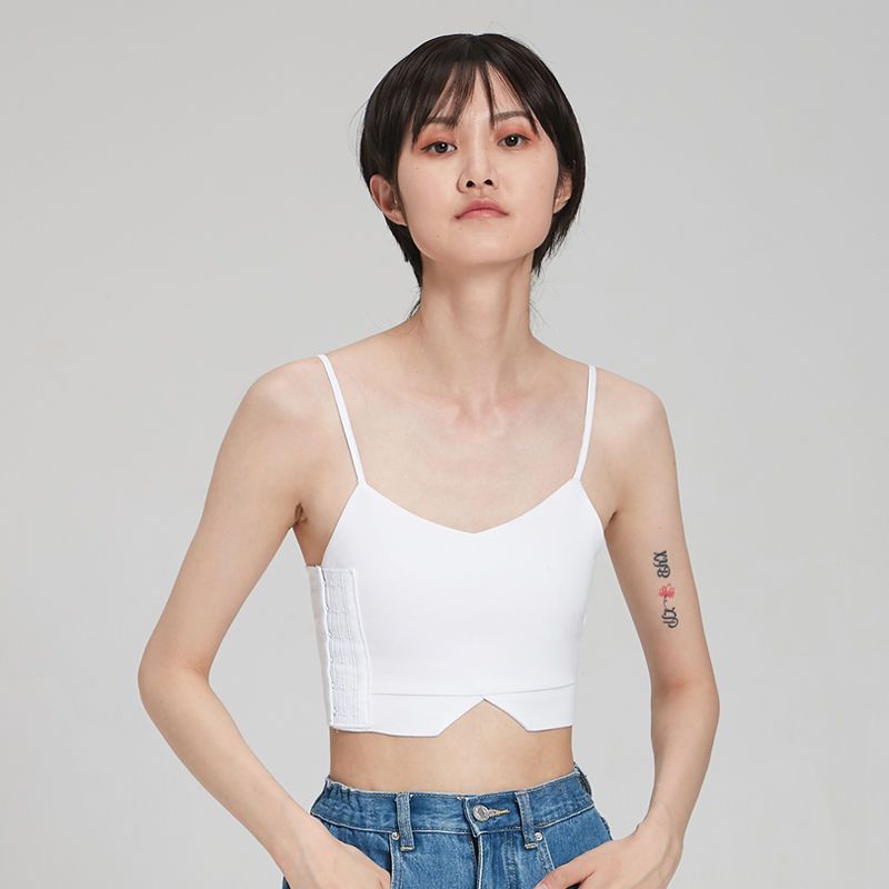 雅鹿束胸内衣女学生超平帅t裹胸les大胸显小绷带塑胸运动内衣吊带背心 白【前拉款】一秒平胸 M 【适合胸围80-85cm】