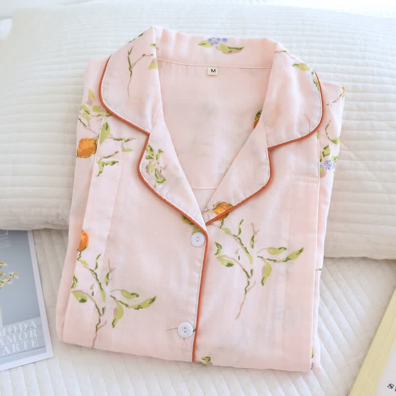 ROVO月子服孕妇睡衣套装纯棉可外穿产后哺乳衣夏季新款 浅粉色 L