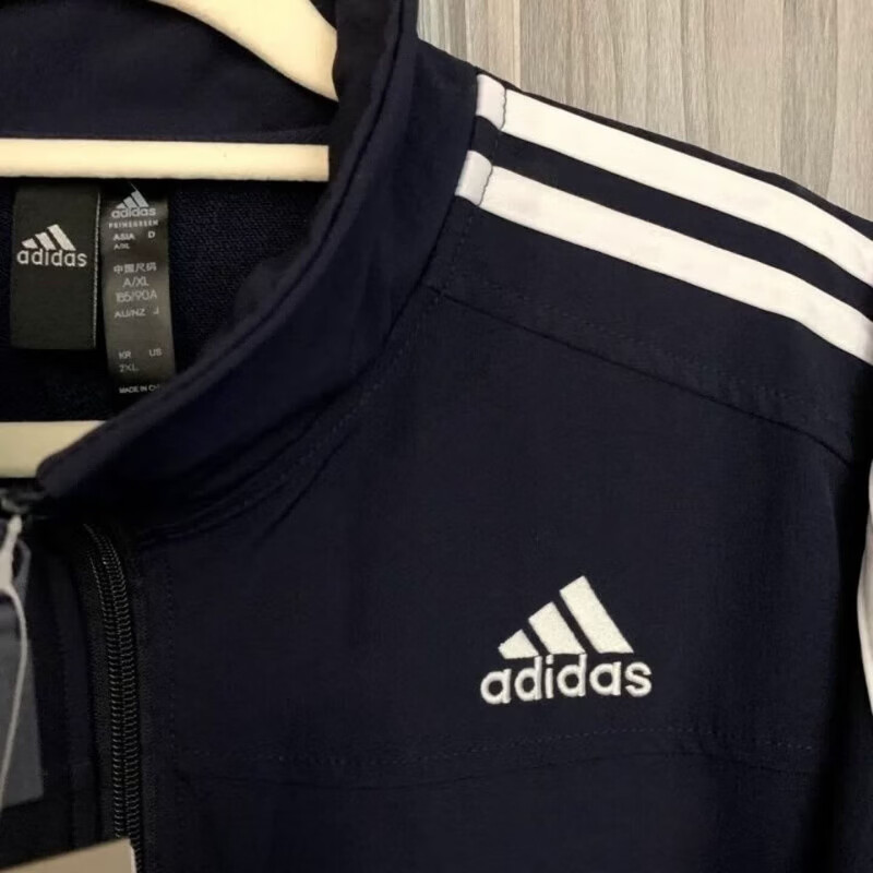 阿迪达斯（adidas）三叶草QQ糖外套纯棉刺绣经典三条明星同款男女学生春秋季运动夹克 阿迪达斯藏青色刺绣款 2XL 建议180-185CM 160-180斤