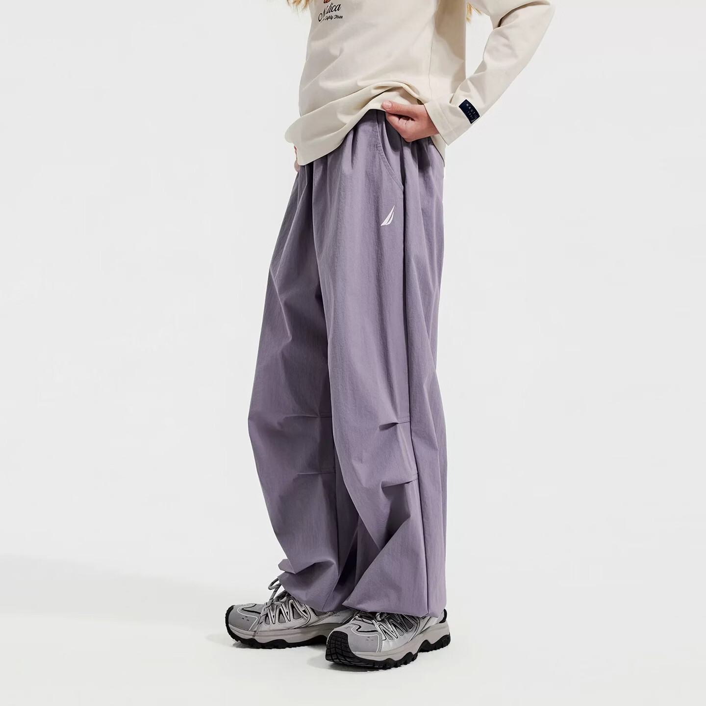 诺帝卡（NAUTICA）【凉感防晒抗湿】NAUTICA童装男女童夏季长裤伞裤速干裤薄运动裤 墨绿色 120