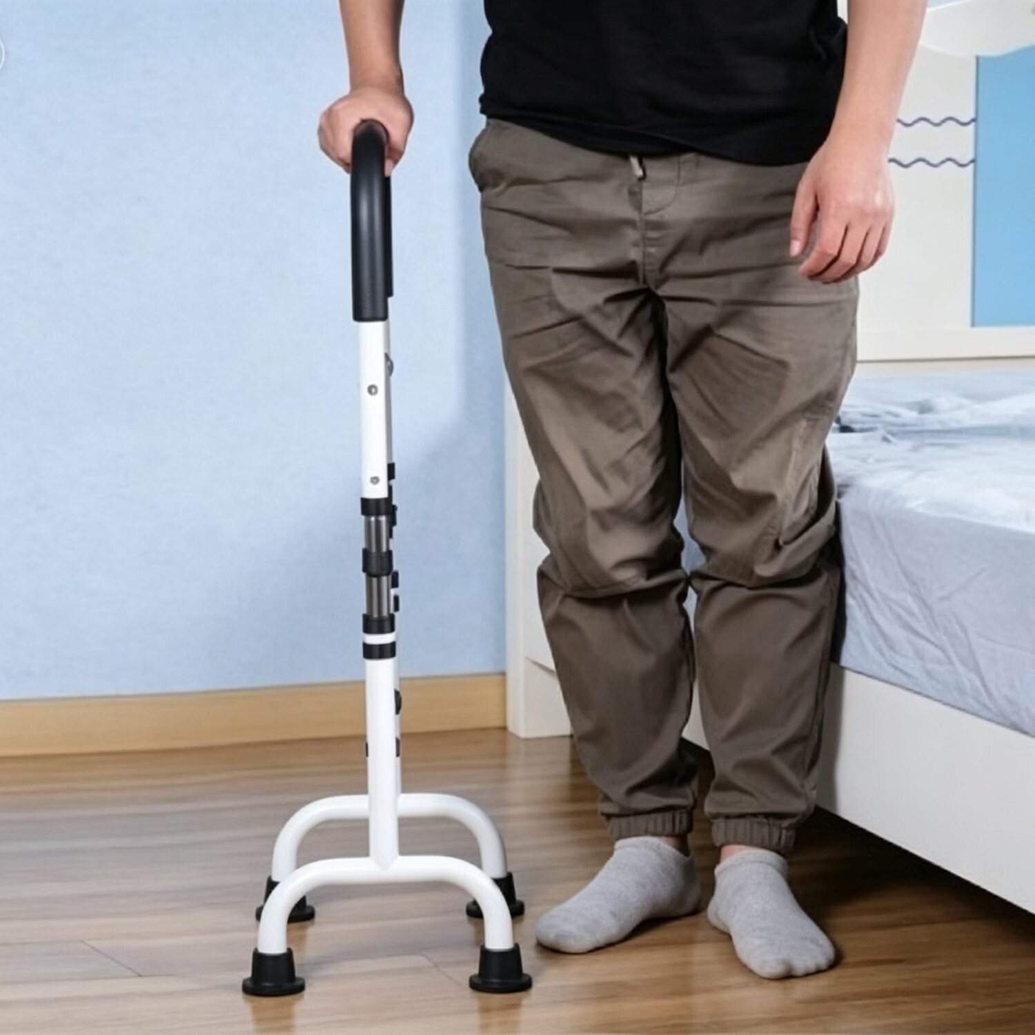【6.18特惠】老年人床边扶手起身助力器家用起床辅助器床上护栏 移动扶手三轮助行款(走路辅助)