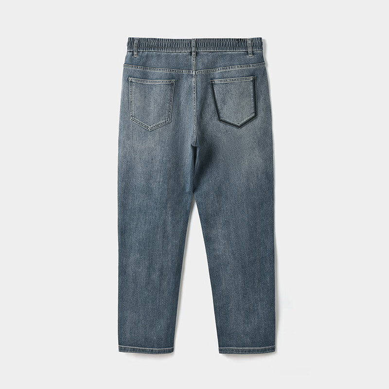 黑鲸(HLAJEANS)海澜之家旗下腰间抽绳锥形牛仔裤男2026年夏季新品裤子男 牛仔蓝渐变18 S
