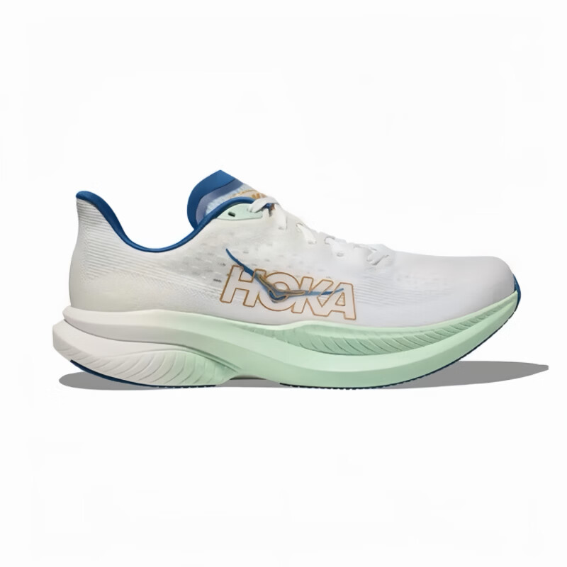HOKA HOKA FOOT男女款MACH 6 LA透气舒适轻便运动鞋马赫6竞训跑步鞋 霜白色/蓝色 45