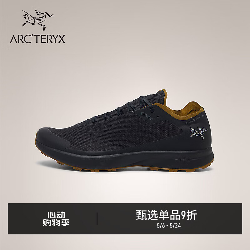 ARC'TERYX始祖鸟 NORVAN SL GTX GORE-TEX 防水 男子 越野跑鞋 Black/Yukon/黑/育空黄 6.5