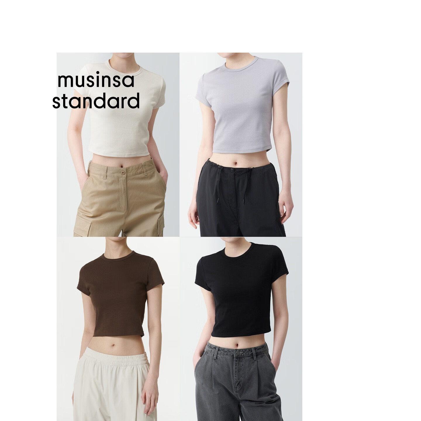 MUSINSA STANDARD【宇宙甜豆】韩国26夏季新品女士短袖T恤 奶油色(CR) XS