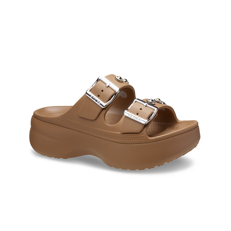 卡骆驰(CROCS)经典云朵自在装饰女士凉鞋时尚凉鞋百搭沙滩鞋|215573 乌贼棕/银色-2TD 35 (220mm)