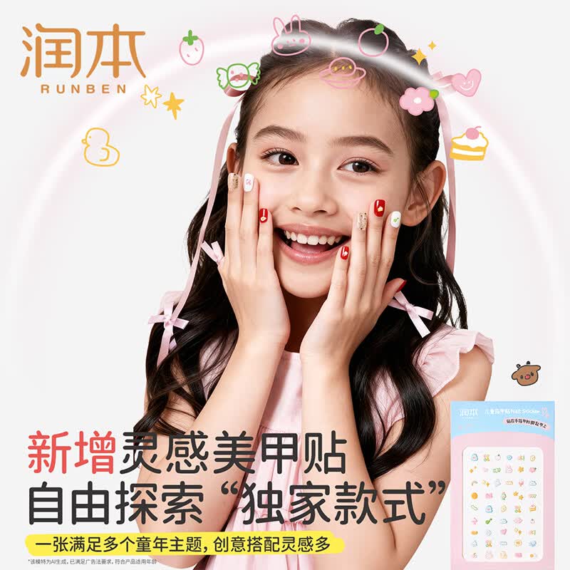 润本(RUNBEN)儿童指甲油礼盒水性无味可撕拉女孩专用美甲油演出化妆品儿童礼物 【欢乐派对系列】可撕卸指甲油3色礼盒*1套