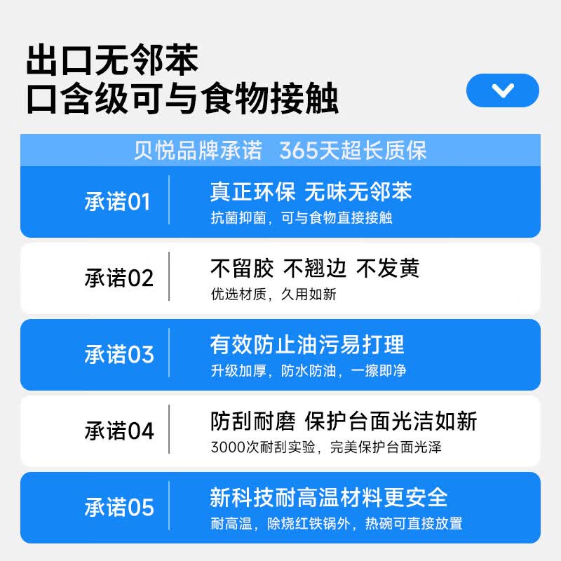 贝悦厨房台面保护膜灶台贴膜耐高温加厚大理石石英石防油防烫 加厚水晶膜 65cmX7米 【防烫不留胶】