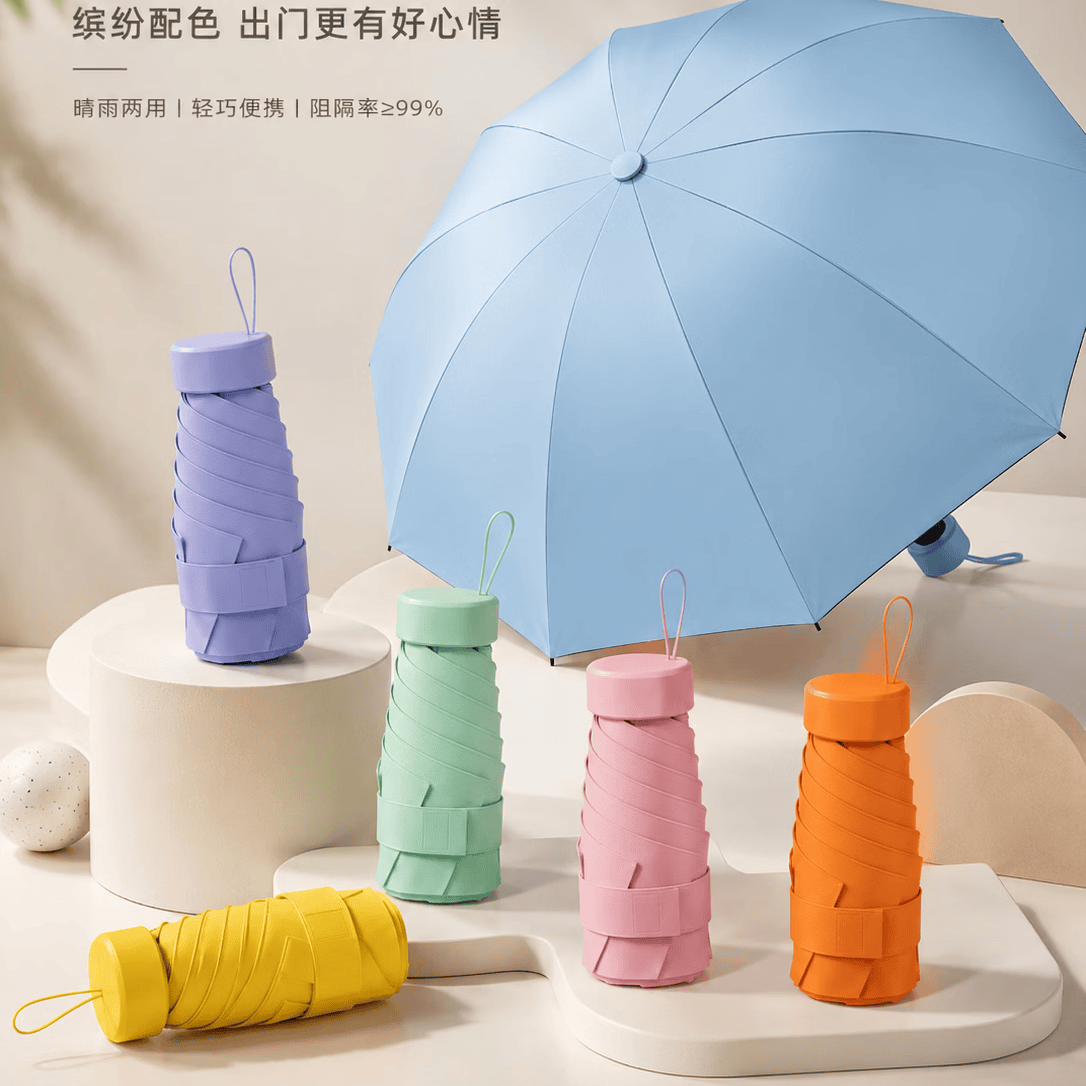 勋阳宇乐遮阳晴雨伞六折防晒防紫外线卡片胶囊伞迷你便携小巧折叠伞遮阳伞 扁五折胶囊伞浪漫紫