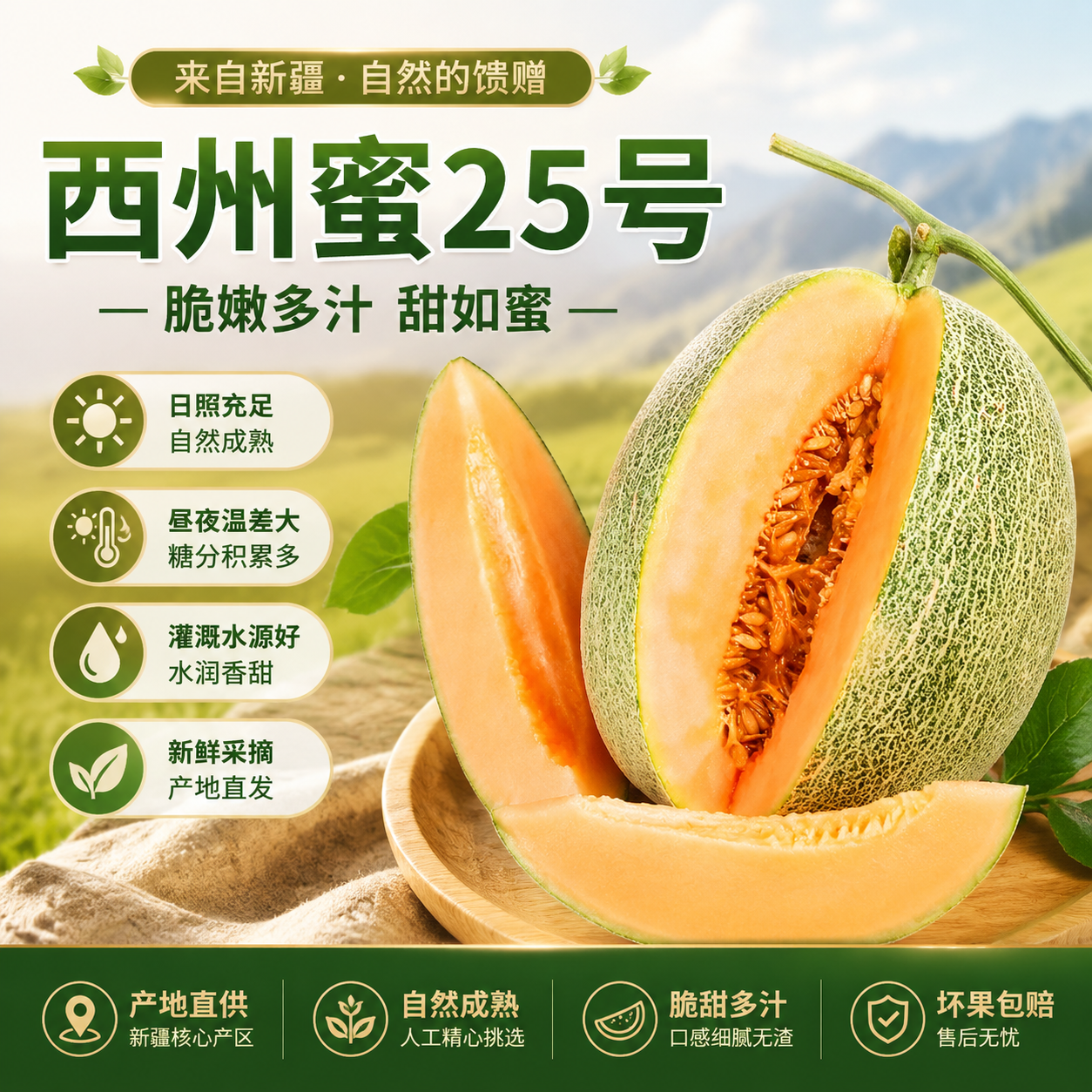 【新疆直发】正宗新疆哈密瓜西州蜜25号网纹瓜老汉甜瓜整箱吐鲁番 8-9斤2-3枚【西州蜜25号】 新疆直发【顺丰快递】】