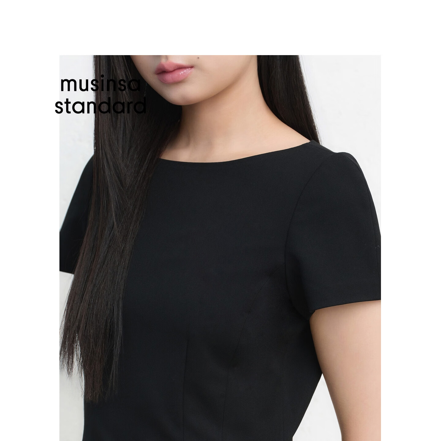 MUSINSA STANDARD【宇宙甜豆】韩国26夏季新品女士短袖连衣裙 黑色（BK） XS