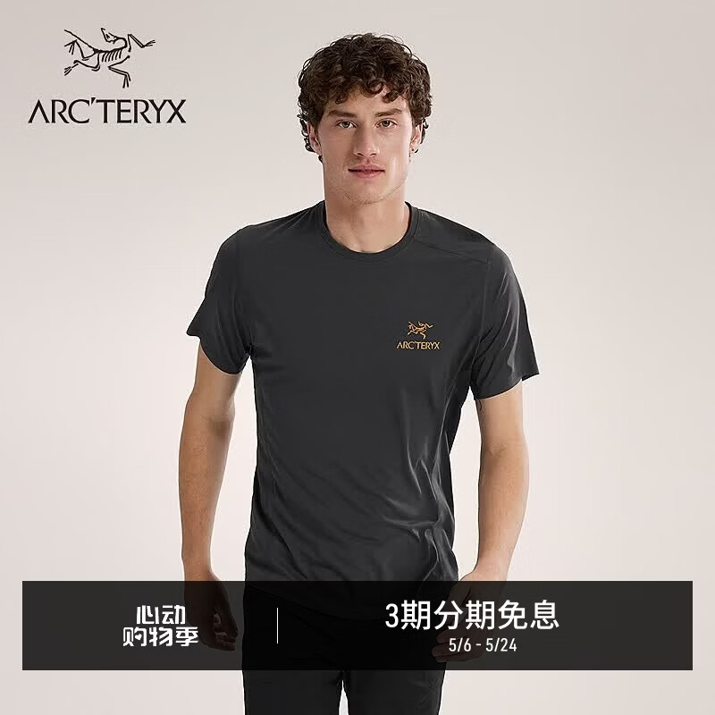 ARC'TERYX始祖鸟 MOTUS CREW ARC'WORD SS 男子 运动短袖T恤 BLACK HEATHER/黑灰色 M