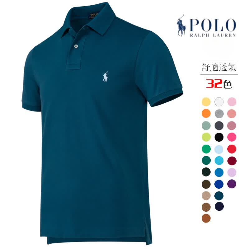 RALPH LAUREN 拉夫劳伦男装北美小马标2026夏季新款高端商务休闲纯棉短袖polo衫半袖上衣 黑配红 L 备注身高体重，按身高体重定制发货